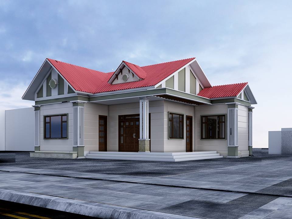 Nhà cấp 4 mái thái có hành lang rộng