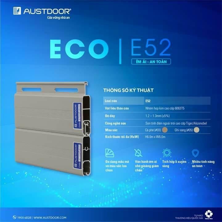 Thông số kỹ thuật cửa cuốn ECO E52